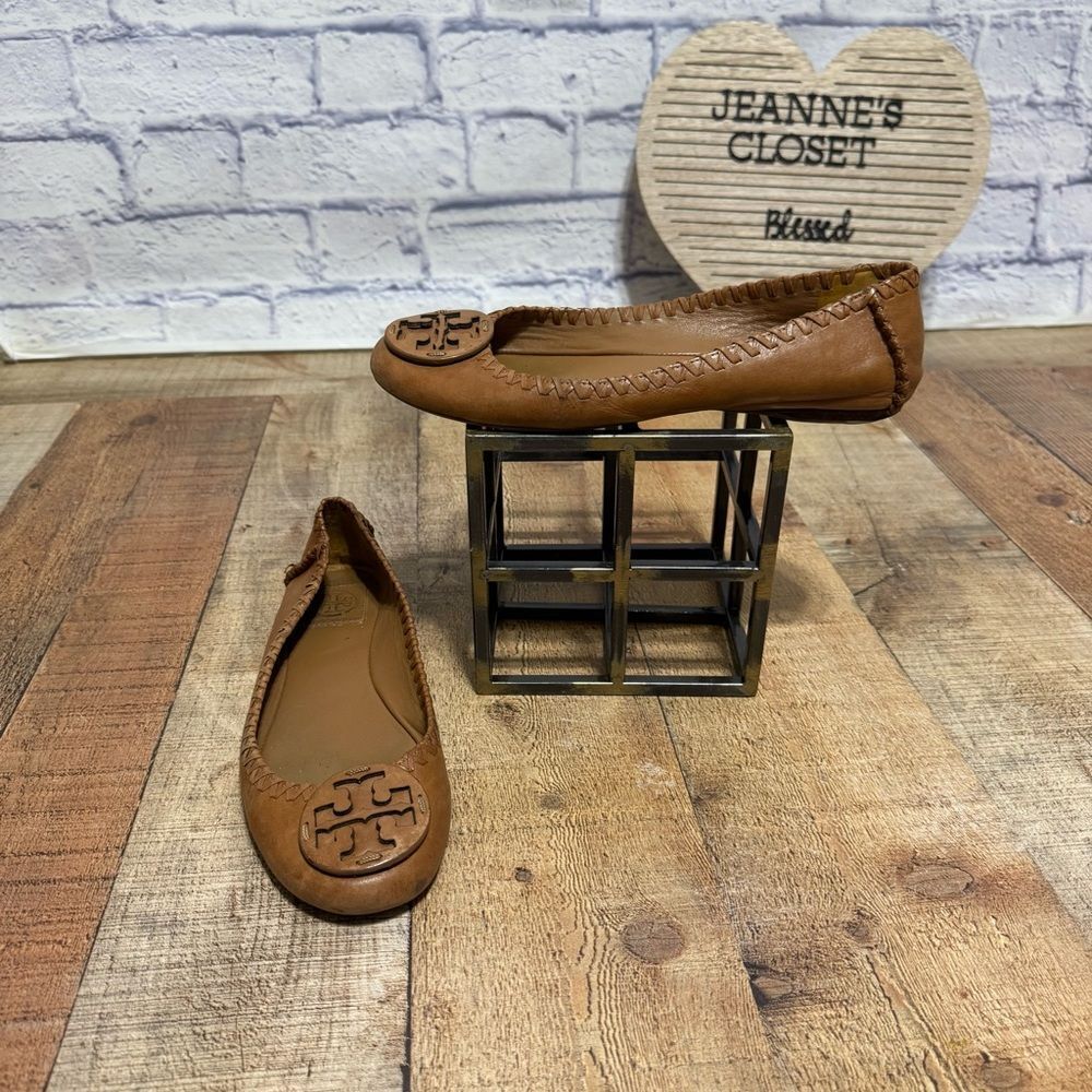 Tory Burch Royal Tan Gabi Flats vegan leather size 9